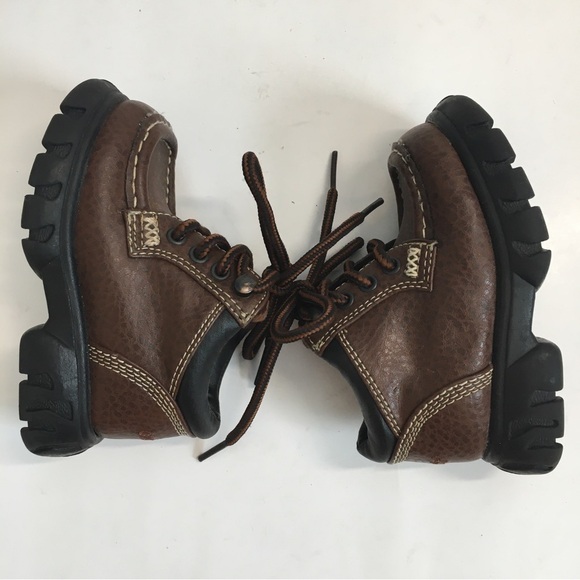 Carter's Baby Boy's Brown Faux Leather Chunky Platform Lace Up Ankle Boots - Picture 12 of 14